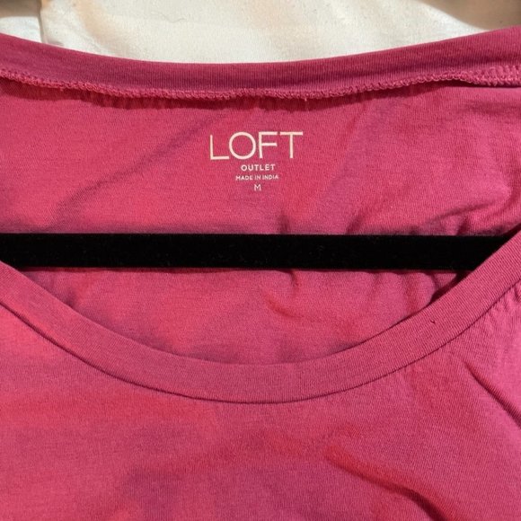 🧡 Loft Long Sleeve Tee Scoop Neck Pink Medium - Picture 2 of 4